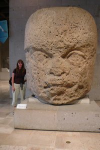 Leila and an Olmec Head