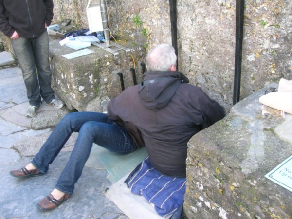 kissing the blarney stone :) 