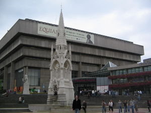 Chamberlain Square, with the Chamberlain Fountain in front and Central Library in the background