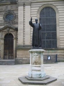 A statue in front of St Philip's Cathedral