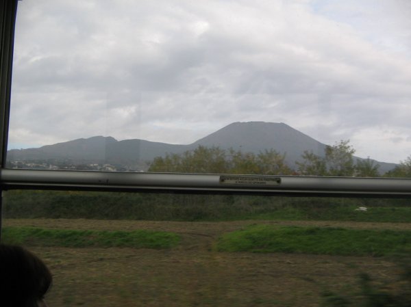 View of Mount Vesuvius from the train