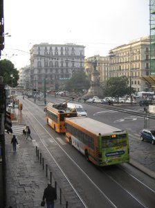 View of Piazza Garibaldi from my hotel room balcony