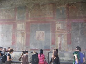 Wonderfully preserved wall fresco in the market