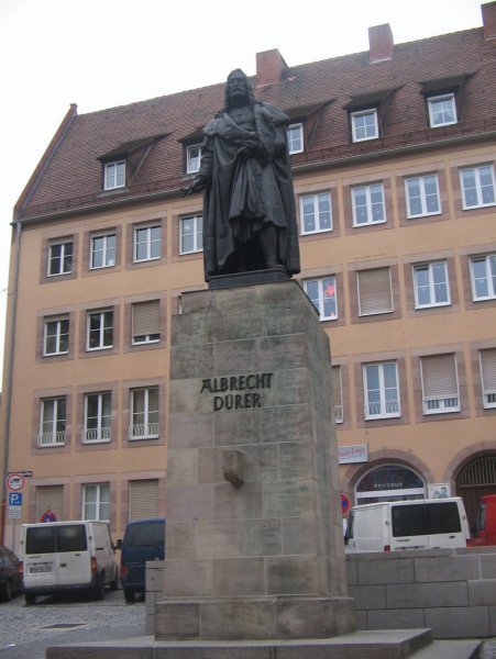 A statue of Durer (a famous painter)