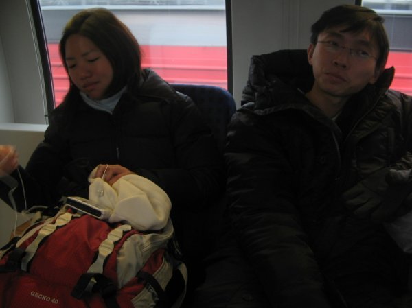 Ying Yi and Jieli on the train