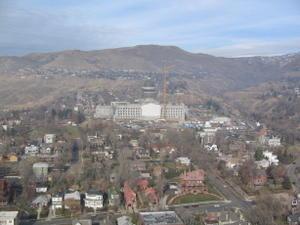 View of Utah State Capitol from the top of the office tower