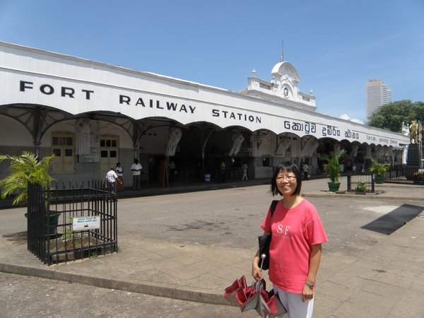 My mum in front of Fort Railway Station