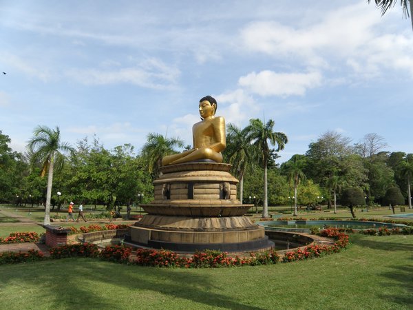 A gilded Buddha in Viharamahadevi Park (opposite the Town Hall)