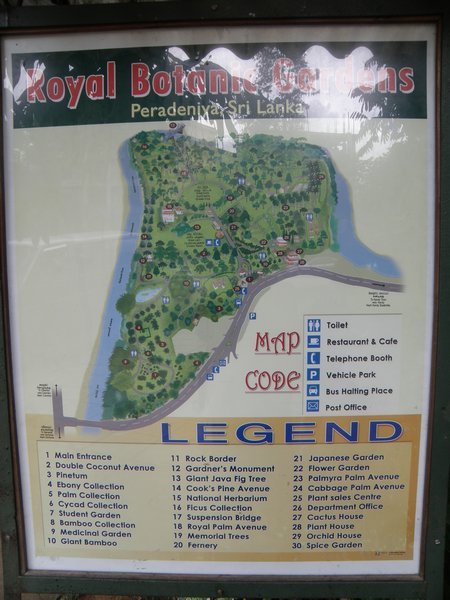 Map of Peradeniya Botanical Gardens