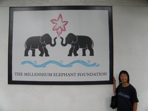 My mum in front of Millenium Elephant Foundation