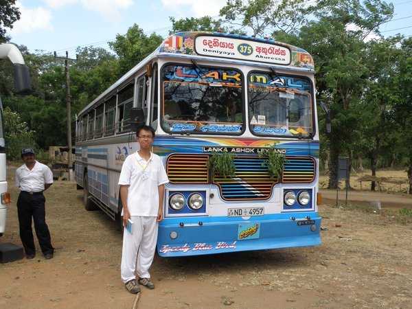 Me and a colourful Sri Lankan bus