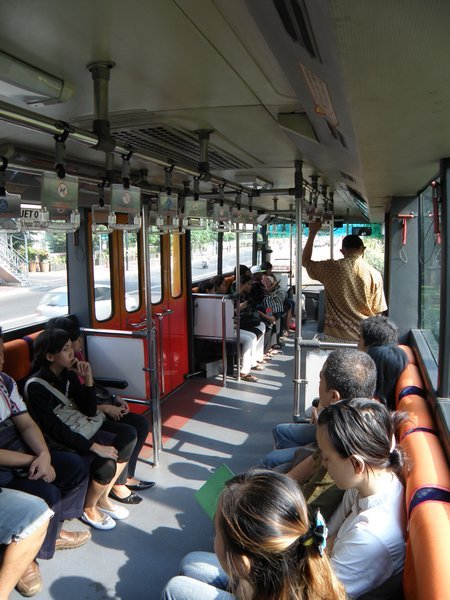 Inside a Transjakarta bus