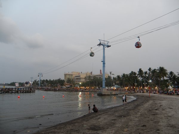 Beach & cable car at Taman Ancol