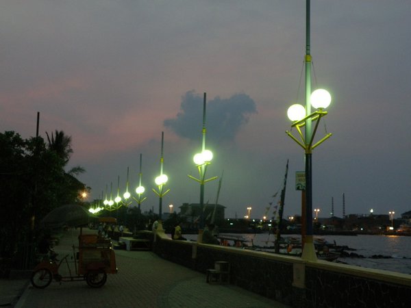 Seaside promenade in the evening