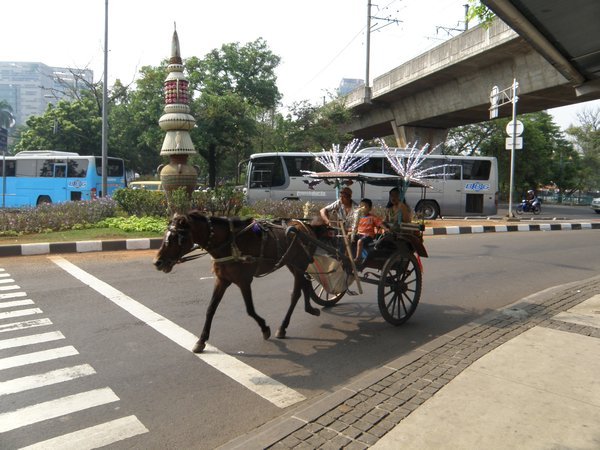 A horse-carriage outside Gambir Railway Station