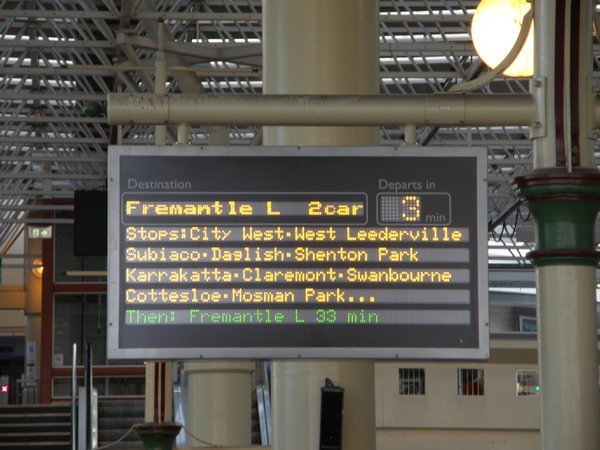 Transperth train information board