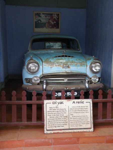 The Austin car that carried Thich Quang Duc (a monk who burned himself to death as a protest to the government in 1963) to the site of his suicide