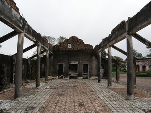 A building destroyed during the Vietnam War and a hurricane