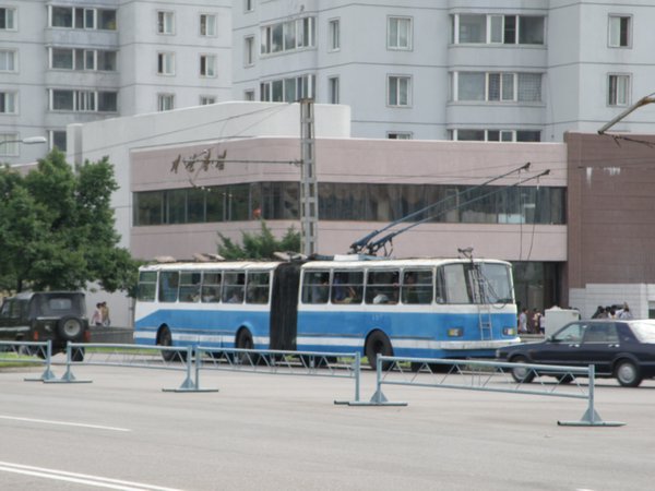 An articulated trolley-bus
