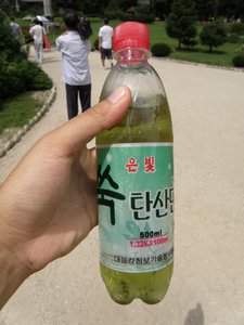 A soft drink that tasted like a mixture of carbonated water, green bean soup and mint tea...
