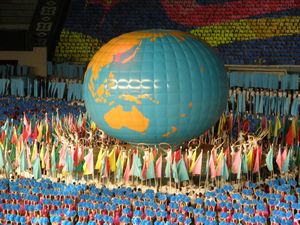 Giant globe making its way to the centre of stage
