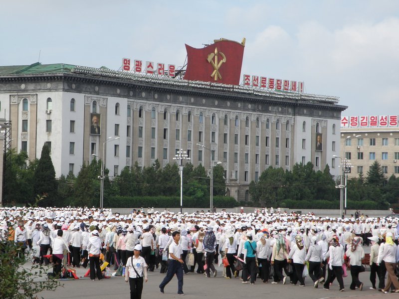 Mass games rehearsal in Kim Il Sung Square (2)