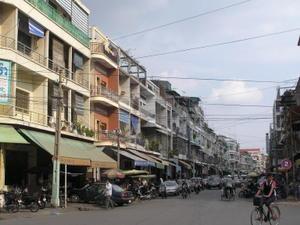 A typical street in downtown Phnom Penh