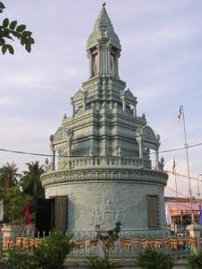 A Buddhist tower opposite Phnom Penh railway station
