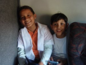 My kids on the bus back