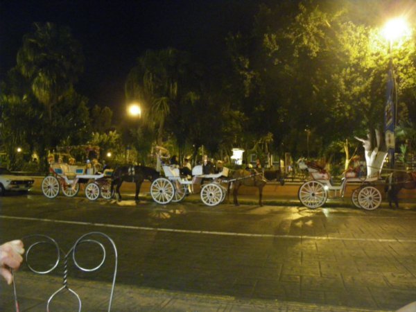Carriages in main sqare in Merida