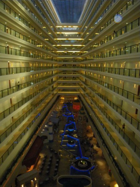View of interior of hotel from 2nd floor