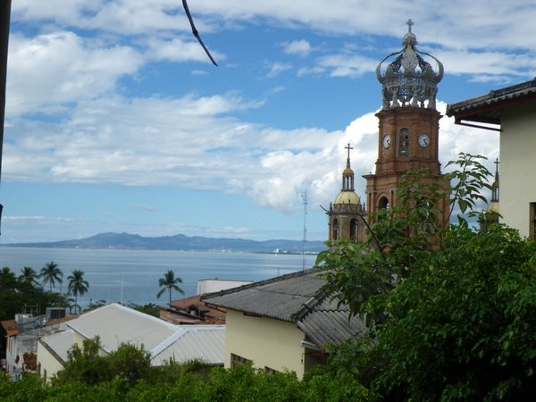 View of the Dome of the Church of Guadalupe and the Bay of Banderas