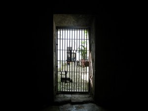 Looking out from inside the jail