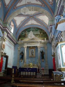 Inside the church in San Sebastian