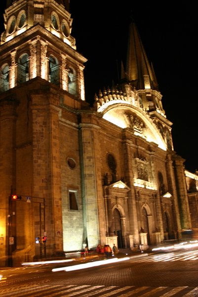 View of cathedral at night