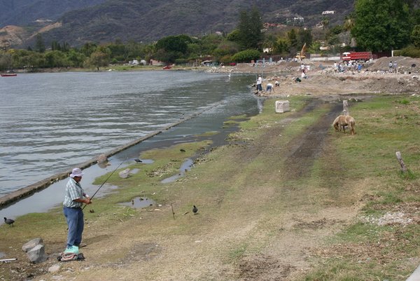 Fisherman on the shore of Chapala Lake