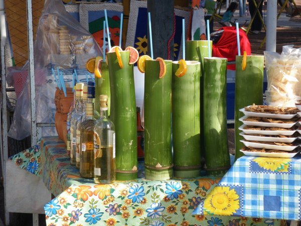 Drinks served in bamboo