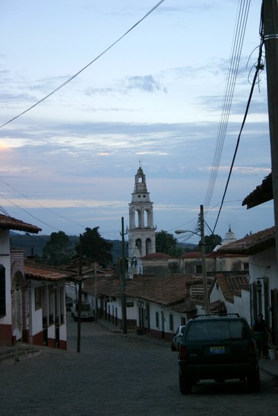 Evening view down the street in Tapalpa