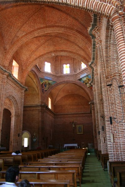 Inside of church is all brick work