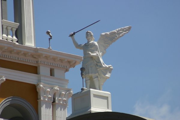 28 - The archangel Michael sits atop the church in Comala