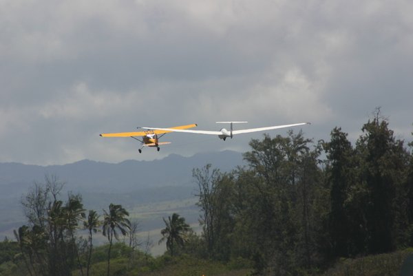 Gliders are towed into the air