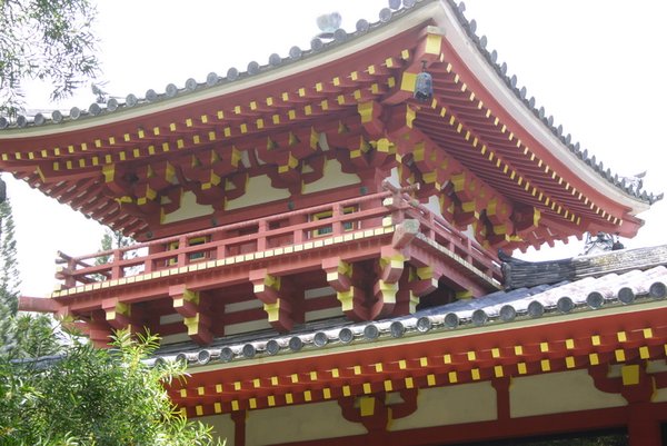 Close up of mouldings on temple roof