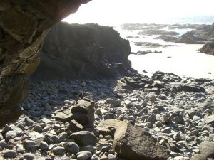 Looking out of a rocky cavish place