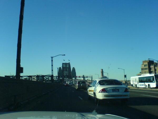 Driving across the bridge...