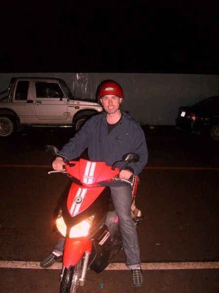 Kirk and his pimped out pink moped 