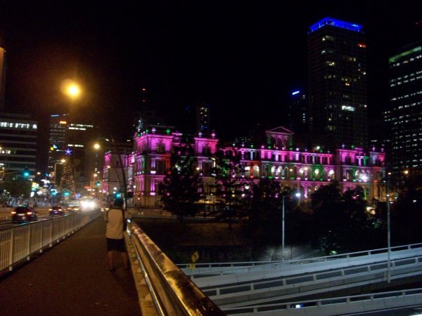 Town Hall lit up with Christmas lights