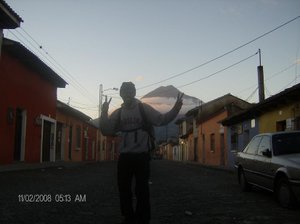 Standing in front of a volcano overlooking Antigua