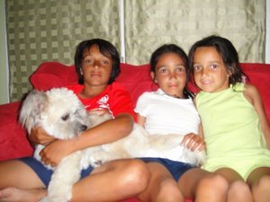My nephew & nieces in the US & Scruffy the dog!