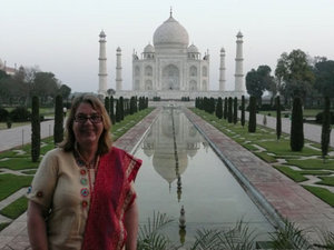 looking smug at the Taj Mahal