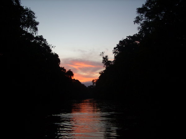 the sunset on the river